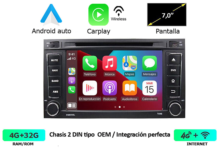 Imagen del producto EQUIPO MULTIMEDIA 2DIN OEM