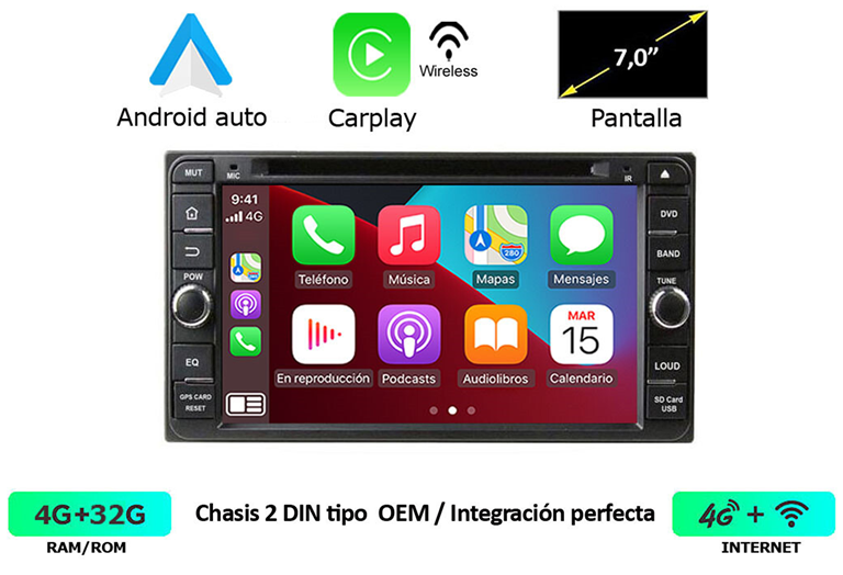 Imagen del producto EQUIPO MULTIMEDIA 2DIN OEM